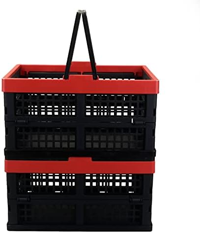 Annkky Foldable Crate wuth Handle, Collapsible Plastic Storage Crate Set of 2