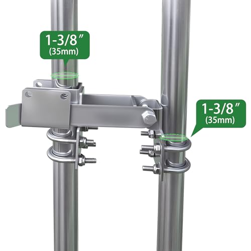 BiJun Chain Link Double Gate Latch Chain Link Fence Gate Latch for 1-3/8" Gate Frames,Chain Link Residential Strong Arm Double Gate Latch Equipped with Convenient Padlock Holes (Silvery) by BiJun - Image 2