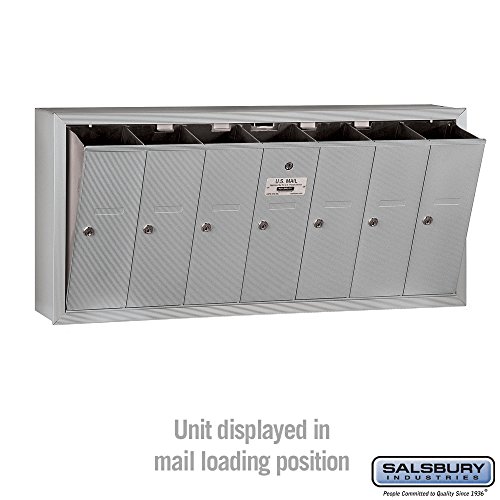 Salsbury Industries 3507Asp Surface Mounted Vertical Mailbox With Master Commercial Lock, Private Access And 7 Doors, Aluminum #TOP2