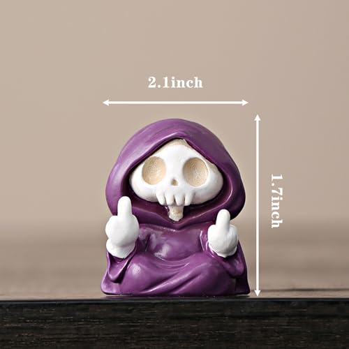 Estatua Grim Reaper con diseño dedo medio morado miniatura 2
