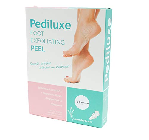 Exfoliating Foot Peel Mask - Smooth, Soft Feet with just One Treatment! - Natural Foot Exfoliator w/Botanical Extracts, Lavender Scent, (2.4 fl oz) PediLuxe Foot Peel, Dry Foot Treatment (2 Pairs)