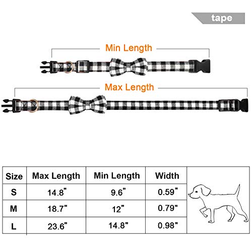 Dog Bow Tie, Vaburs Dog Cat Collar With Bow Tie Buckle Light Plaid Dog Collar For Dogs Cats Pets Soft Comfortable,Adjustable (M, Black) #TOP1