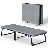 DRYFEEDO Cama de Campamento Plegable para Adulto, 60 x 180 cm, Cama supletoria compacta con estructura metálica reforzada y ruedas, Dormir Portátil Casa Oficina Camping, Gris