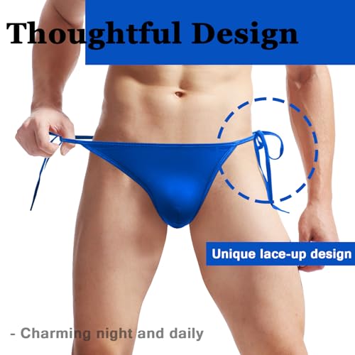 Men's Bikini Thongs Tie Side G String Comfortable T Back Briefs Adjustable Underwears3