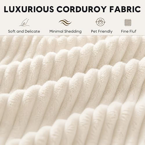 Image of Oversized Cloud Boneless Couch with Chaise, 146 inch Modern U Shape Modular Deep Seat Sectional Sofa, Comfy Corduroy Upholstered Couches for Living Room, No Assembly Required-Beige