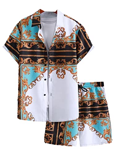 Ensemble de plage pour homme idéal pour les vacances d'été avec chemise fleurie décontractée