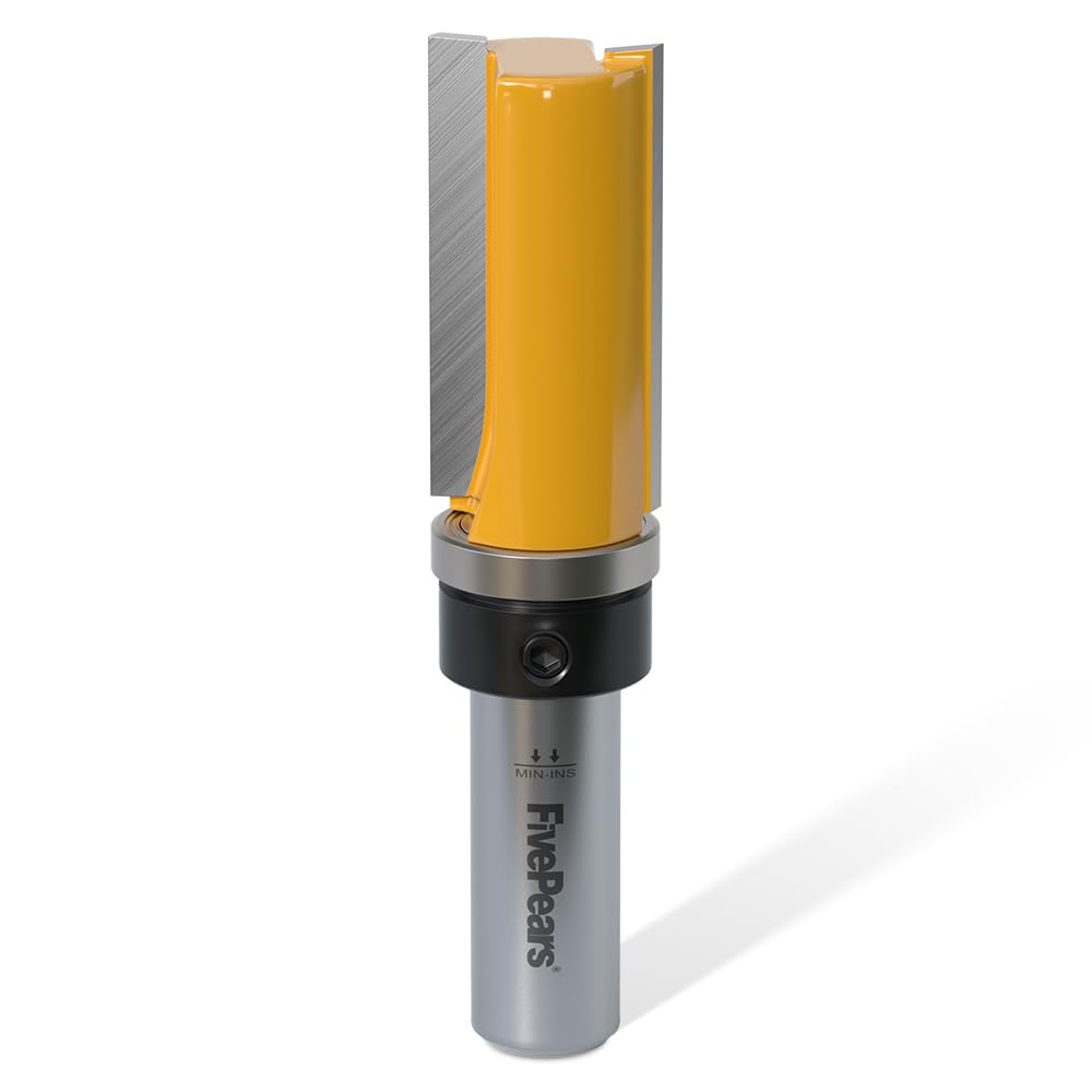 FivePears Pattern Flush Trim Router Bit 1/2 Inch Shank, 3/4 Inch Cutting Diameter, 1-1/2 Inch Cutting Length, Top Bearing Flush Straight Cut Trim Router Bit for Woodworking