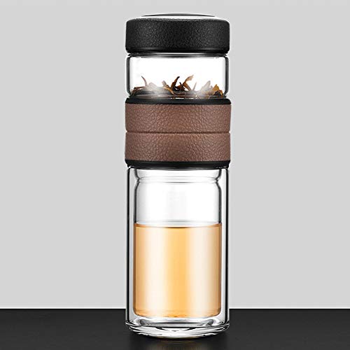 Thermosfles glas, geïsoleerde thee glazen fles schoon voor zetgroep thee fles voor thuis(bruin) - Image 8