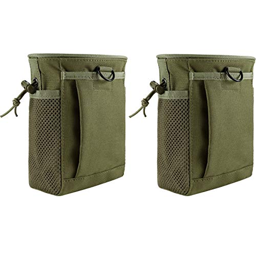 Frtkk Tactical Molle Drawstring Magazine Dump Pouch Outdoor Ammo Pouch, Adjustable Military Utility Belt Fanny Hip Holster Bag (2 Pack-Army Green) #TOP14