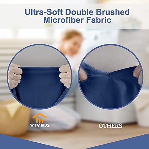 Yiyea 100% Brushed Microfiber Queen Pillow Cases Set Of 4, Super Soft And Cozy Embroidered Bed Pillowcases King With Envelope Closure, Wrinkle, Fade, Stain Resistant (20"X36", Navy Blue) #TOP5