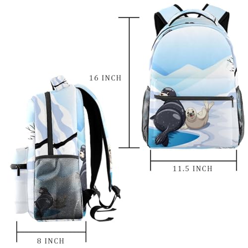 Sac à dos d'école multicolore imprimé phoques pour filles et garçons - 2