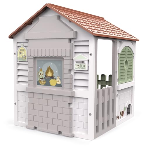 Chicos - Play Cottage | Robustes In- und Outdoor Kinder-Spielhaus mit Licht, Sound, aufklappbaren Fenstern & Katzenklappe | Ab 2 Jahren (89608)