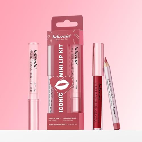 Kit de Maquillaje Waterproof de 3PCS de Labial Líquido Mate, Bálsamo Labial Hidratante de Color Rosa, Brillo Labial con Colágeno para Labios Secos (# 02) - imagen 9