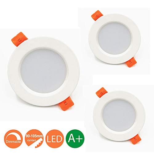 7W LED Spots Encastrables Dimmable,IP44 550lumen,230V,Rond,3000K,Blanc Chaud,LED ultra-plats Pour Salle de bain, Cuisine, Salon, Couloir (Lot de 3)