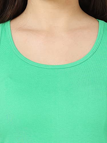 Image of FLEXIMAA Women's Cotton Plain Round Neck Sleeveless T-Shirt
