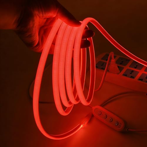 XUNATA 230V Ruban LED COB, Dimmable 288 LEDs/m Super Lumineux Flexible Led Bande Neon Bandeau, IP65 Etanche Bande Lumineuse pour DIY Projets D'éclairage...