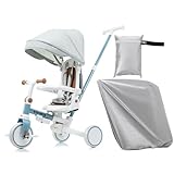 BTM 子供用三輪車 ほこりカバー付き 折りたたみ 舵取り 手押し棒 ストッパー付き 三輪車カバー おしゃれ 7in1 座面回転 自転車 キックバイク おもちゃクリスマスプレゼント