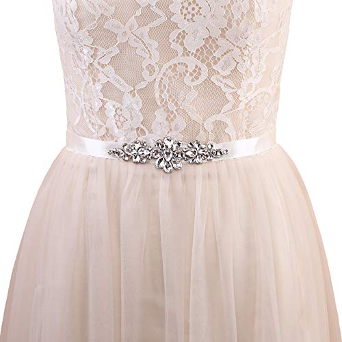 Preisvergleich Produktbild ULAPAN Rhinestones Hochzeit Gürtel,Strass Braut Gürtel,Rhinestones Braut Schärpe Strass Hochzeit Sash (Naturweiss)
