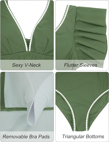 Aivtalk Maiô feminino com decote em V, controle de barriga, alça push up, cintura alta, maiô peça ún