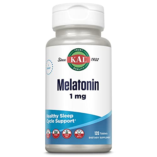 KAL Melatonin 1 mg Sleep Aid for Adults, 120 Fast-Dissolving Tablets, Non-GMO, Gluten-Free Sleeping Pills