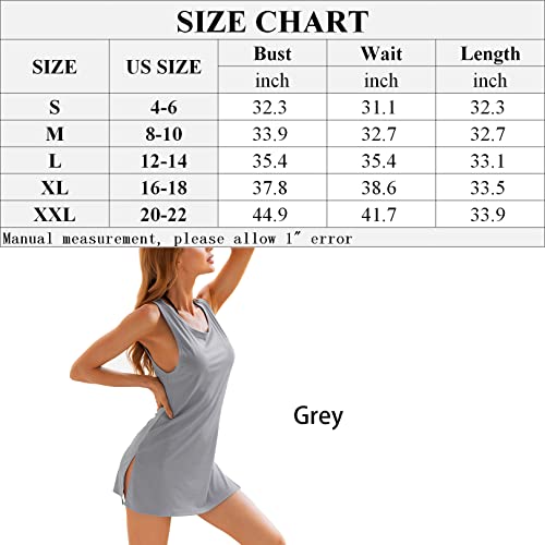 Yya Women Sleeveless Nightgowns Racerback Sleepshirts Soft Sleepdress Sleepwear For Women Grey #TOP4