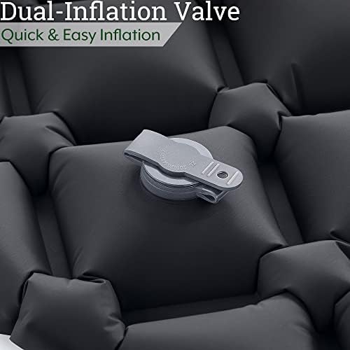 Trail Lightweight Camping Mat With Pillow, Ultra Light Inflatable Sleeping Mattress, Compact, Waterproof, Inflated Size L193cm x W60cm x D5cm, Bag Size 33cm x 12cm