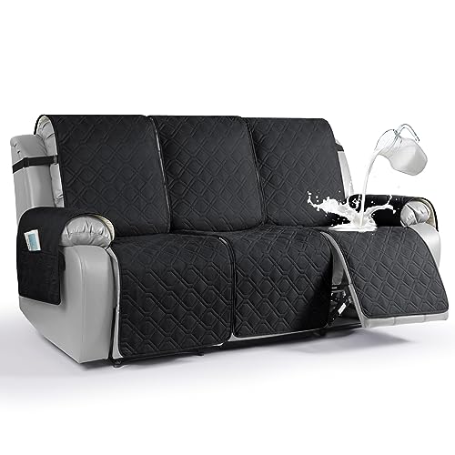 Image of VANSOFY Waterproof Recliner Couch Covers Washable, Black,3 Seater | 1-Piece, Non-Slip with Elastic Straps, Sofa Cover with Pocket for Dogs, Pets
