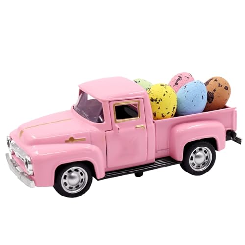 TUTAVIAW Easter Truck with Eggs Metal Antique Truck Decor Vintage