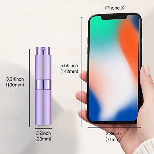 Image of 10ML Mini Perfume Atomizer Spray Bottle, Empty Refillable Glass Travel Cologne Sprayer for Men & Women with Refill Tools (Purple-1)
