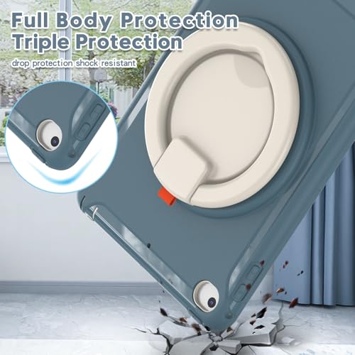 Coque iPad mini 5 et 4 antichoc avec poignée rotative et béquille robuste - Bleu - 2