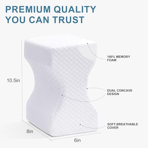 UJPFEO Knee Pillow for Side Sleepers, Leg Pillow for Sciatica, Back, HIPS, Knees, Joints Pain Relief,Pillows for Between Legs While Sleeping Spine Alignment Support & Relieves Pressure,White — view 2