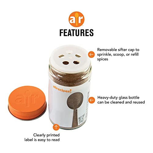 Allrecipes Essential Seasonings (Granulated Garlic, Granulated Onion, Onion Salt) In Glass Jars With Removable Sifter Caps For Sprinkling, Set Of 3 Clear 9.63 X 6.13 X 2-Inch #TOP1