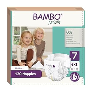 Bambo Nature Windeln Größe 7 (18+kg), 120er Pack, umweltfreundliche Einwegwindeln mit erhöhtem Auslaufschutz, sichere Babywindel, hautfreundlich für max