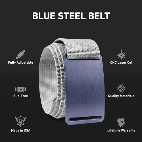GRIP6 Bluesteel Belt: Durable Belts for Men & Women, Versatile Nylon Tactical Belt for Work, Golf, Casual & Outdoor Use2