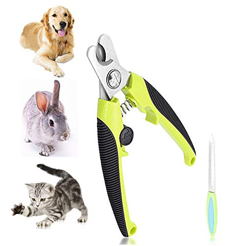 Bemodst Dog Nail Clippers, Professional Cat Claw Trimmers with Safety Guard Sensor to Avoid Over Cutting, Safety Lock and Nail File for Rabbits, Guinea Pig, Birds