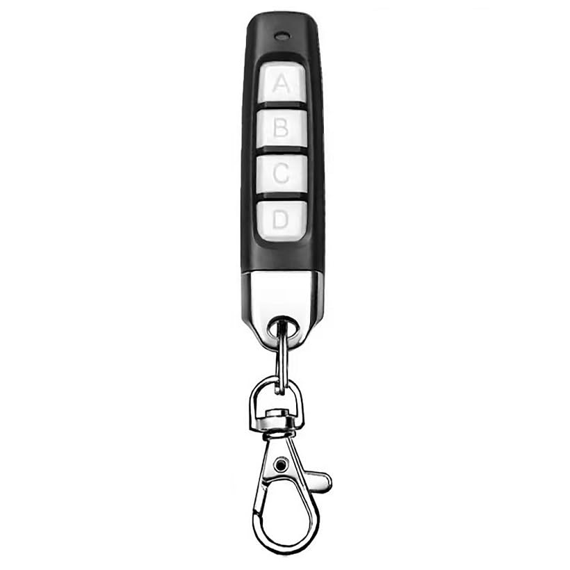 Universal Copy Remote Key Smart Home Remote Control Fob, 4 Buttons Cloning Wireless Remote Control Key Fob 433mhz for Car Garage Door Gate Skylight (Black ABCD) (Black-White, ABCD)