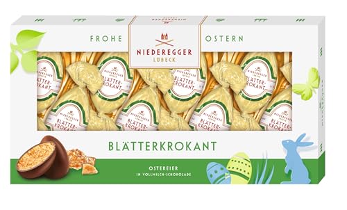 Niederegger | Pralinen Eier | Blätterkrokant | 1x 100g | Blätterkrokant-Eier umhüllt von Vollmilch-Schokolade | Ostereier | Ostergeschenk