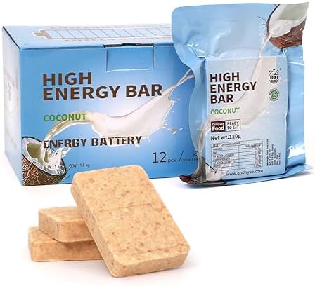 Kokos-Geschmack Langzeitnahrung, Energiekekse, 12 Packungen | 20 Jahre haltbar, 6595 kcal Gesamtenergie. Kompakt, einzeln verpackt und verzehrfertig für Notvorrat und Outdoor-Aktiv