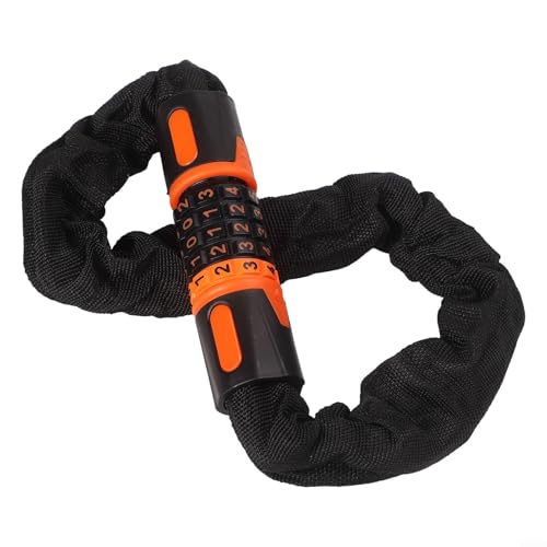 Antivol à combinaison à cinq chiffres, chaîne robuste de 7,5 mm avec noyau en alliage d'acier, résistant aux intempéries pour vélos, motos, générateurs, noir (0,6 m)