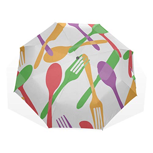 Preisvergleich Produktbild Gefaltetes Regenschirmmesser und Gabel-Esswerkzeug 3 Faltbare Kunstschirme (Außendruck Netter kompakter Regenschirm Tragbarer Sonnenschirm Regenschirm Sonnenschutzschirm