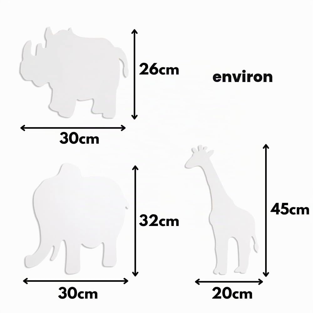 Marco Paul Lot de 3 veilleuses murales à LED pour chambre à coucher, chambre d'enfant Motif éléphant, rhinocéros et girafe