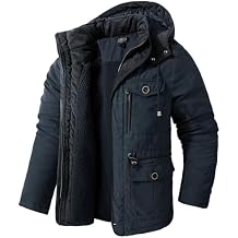 Mens Winter Sherpa Lined Hooded Jacket Spring Military Full-Zip Hoodies Cotton Mid-Long Parka Jacket Coat