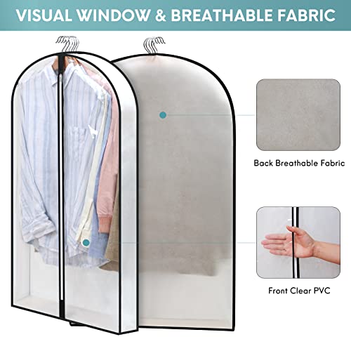 Clear Garment Bags For Hanging Clothes W/ 4" Gussetes, 4 Pcs Garment Storage Bags, Garment Bags For Storage, Hanging Clothes Storage, Suit Bags For Closet Storage And Travel - 24'' X 40''/4 Pack #TOP2