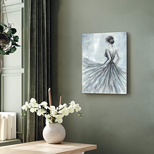 Bedroom Canvas Wall Art Picture: Modern Bathroom Living Room Ballet Girl Painting Beautiful Abstract Ballerina Dancing Artwork Vertical Small Contemporary Dancer Grey Print For Home Office #TOP3