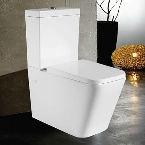 Modern Rimless Close Coupled Toilet with Dual Flush Cover