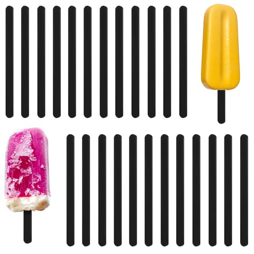 30 Stück 11,5 cm Große Acryl-Stäbchen, Eisstiele, Wiederverwendbare Eisstiele, Kuchenformen, Mini-Eisstiele, Kuchenstäbchen, für selbstgemachtes Eis, Kuchen, DIY-Kunst (Schwarz)