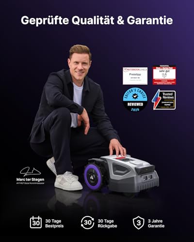 ANTHBOT M5 Mähroboter ohne Begrenzungskabel, Neuer Genie mit NRTK-Navigation & Dual-Vision, bis 500 m² (max. 700 m²), Schnitthöhe per App, KI-Hindernisvermeidung, Rasenroboter mit 45% Steigung 2