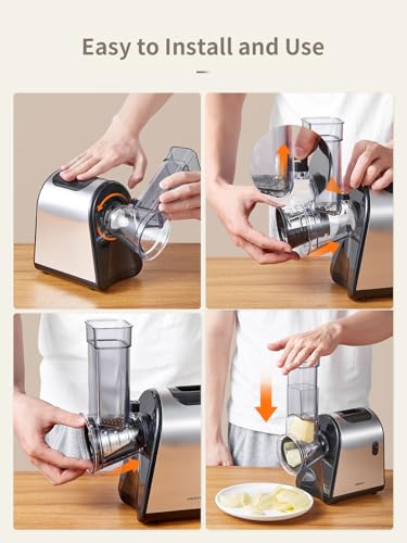 Electric Cheese Grater, Electric Food Grater with 6 Interchangeable Blades – Slicing, Shredding & Zesting | Stainless Steel Blades, Fast, Effortless Meal Prep for Home Cooks - Image 6