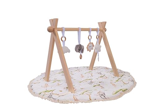 Premium Wooden Baby Gym with Washable Play Mat | FSC-Certified Mo...