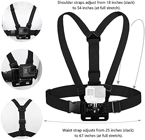 TEKCAM Action Camera Head Strap and Chest Strap Mount Accessories Compatible with Gopro Hero 10 9 8 7 6/Apexcam/AKASO EK7000 Pro/Lead Edge/Goodmans 4K Action Camera